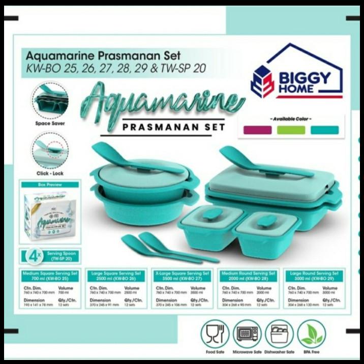 Prasmanan Set - Kotak#Tupperware Set Sayur Lauk Aquamarine Biggy Set