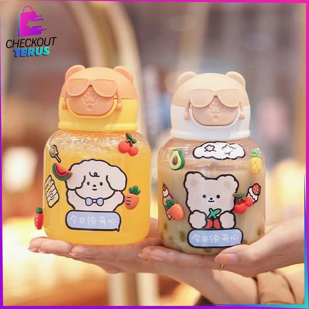 CT C731 C732 Botol Minum Anak Sedotan Motif Boneka Kacamata 500ML  Tumbler Minum Anak Motif Karakter Kartun Gemoy