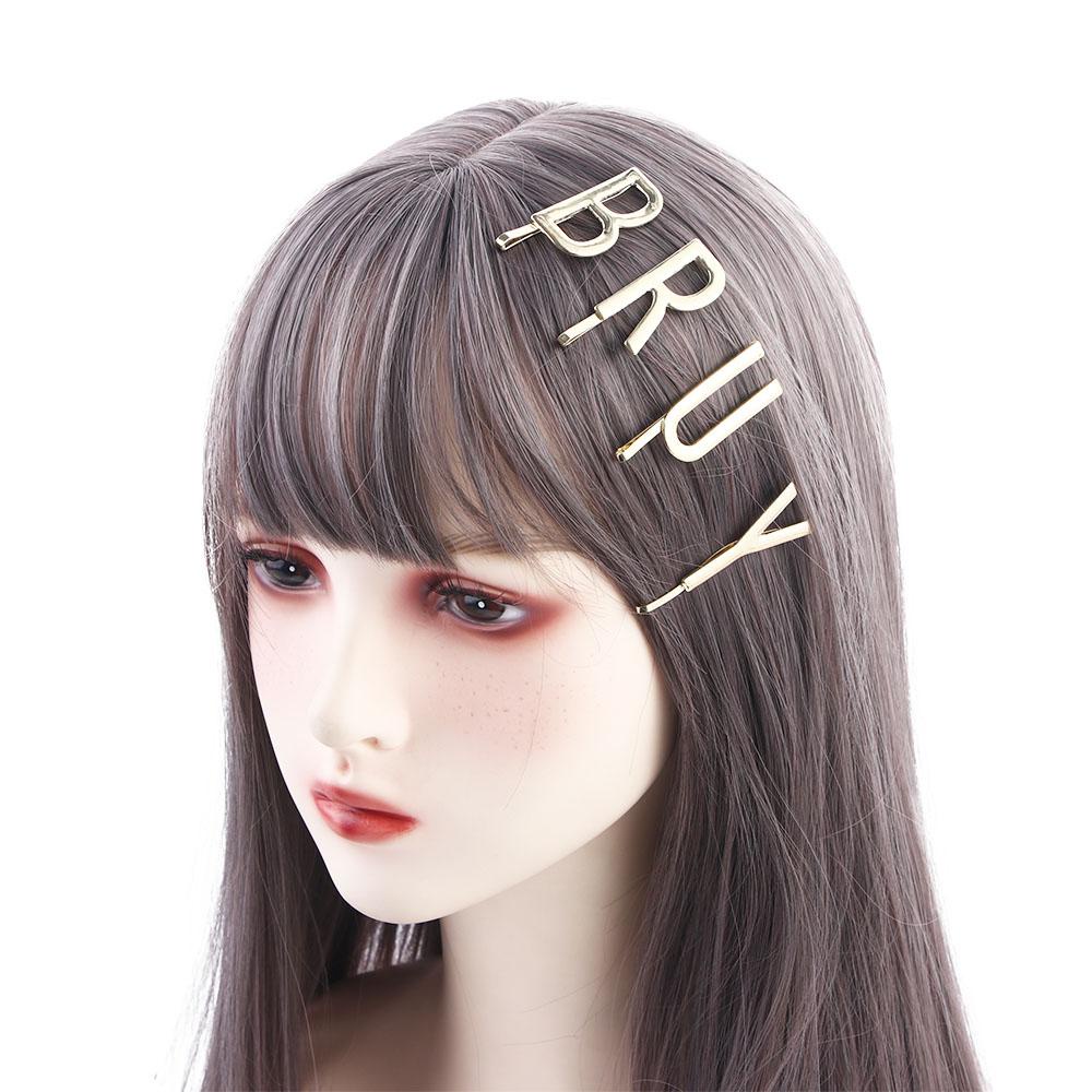 Nickolas1 Set Jepit Rambut Huruf Manis Simple Geometri Hollow Warna Emas Anak Perempuan Gaya Korea Barrettes