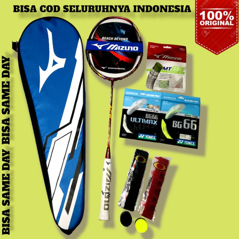 Raket Mizuno Carbosonic Ace Red Tarikan 30 Lbs