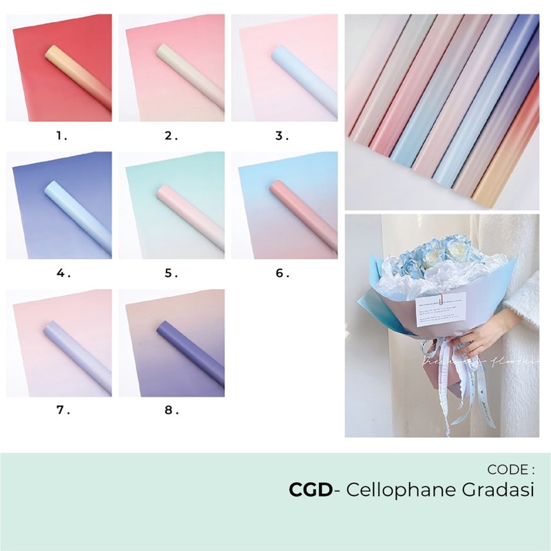 

Flower Wrapping Paper / Korean Wrapping Paper / Cellophane / Kertas Bunga Gradasi - CGD