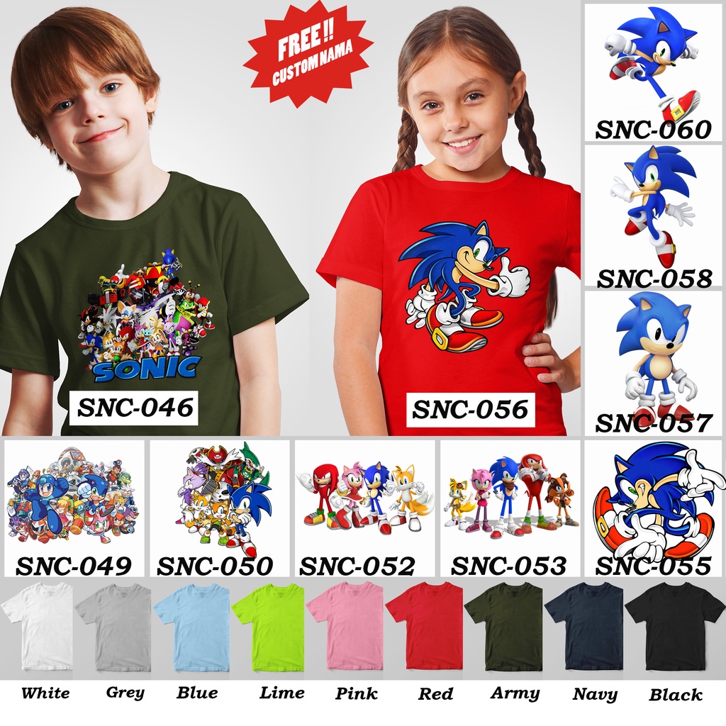 [FREE NAMA !!] Kaos Anak / Dewasa &amp; Couple Family Sonic 100% COTTON PREMIUM