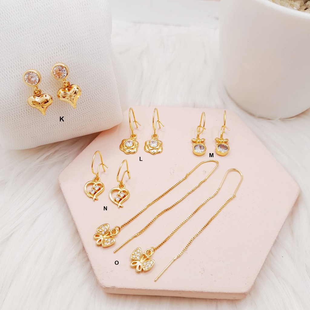 Perhiasan Anting Anting Wanita Xuping Panjang Jurai Kupu RINN Jewelry Lapis Emas Bisa Untuk Hijab Jilbab - BE153