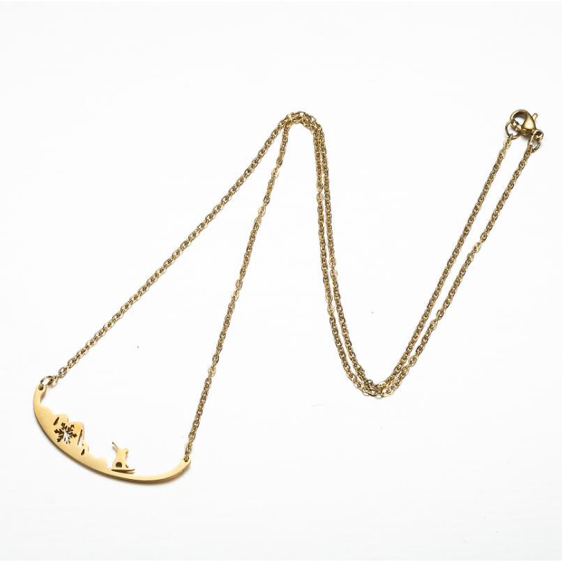 Kalung Rantai Liontin snowflake hollow Bahan stainless steel Gaya hip hop Eropa Amerika