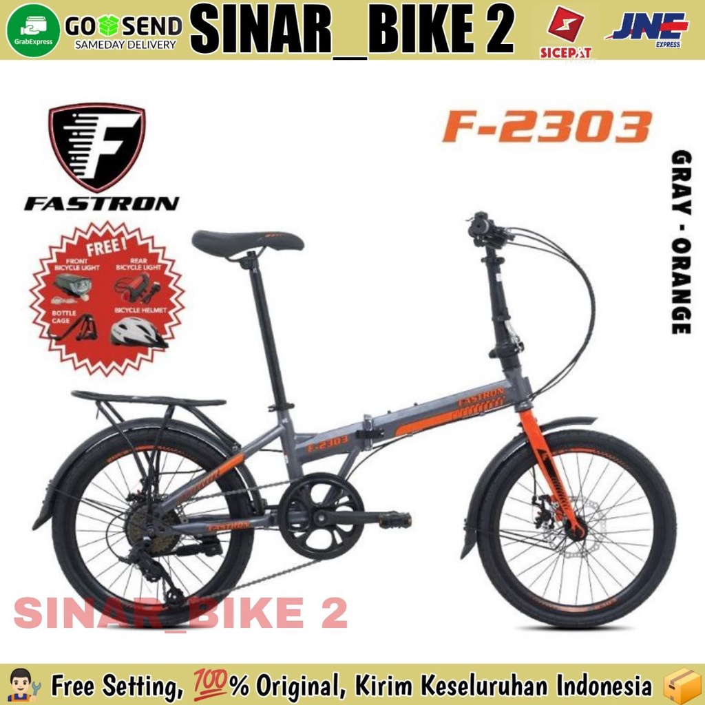 Sepeda Lipat 20 inch FASTRON F-2303 Boncengan Rem Cakram BANYAK BONUS