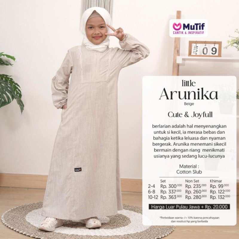 SARIMBIT MUTIF ARUNIKA BEIGE 2023 GAMIS ARUNIKA KOKO ARUNA