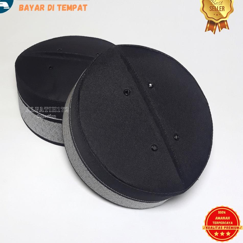 Peci kopiah Songkok assagofah Bugis - asagofah bordir motif - peci Bugis Bone - peci hitam - peci pu