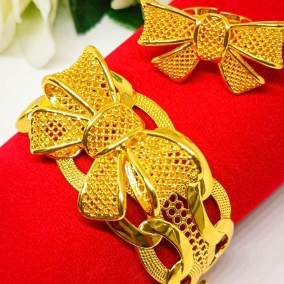 Gelang free cincin pita xuping Perhiasan Lapis Emas 24K gold Gelang Tangan Bracelet Fashion bangle