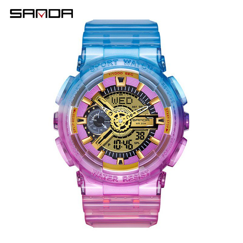 VIRAL SANDA 3125 Jam Tangan Pria Digital Analog Tali Rubber Shockproof Anti Air