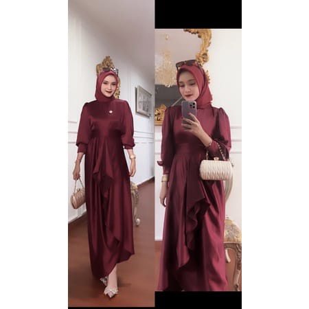 Yezi Dres M-XXL Muat BB 40-75 Kg SILK DRESS WANITA KONDANGAN BRIDESMAID / BAJU DEWASA MURAH TERBARU 2022 / Dress Pesta