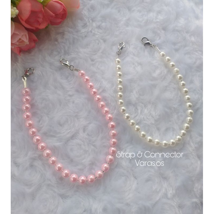 Konektor Masker Hijab Manik Mutiara Pink Putih|Kaitan Masker|Tali Masker