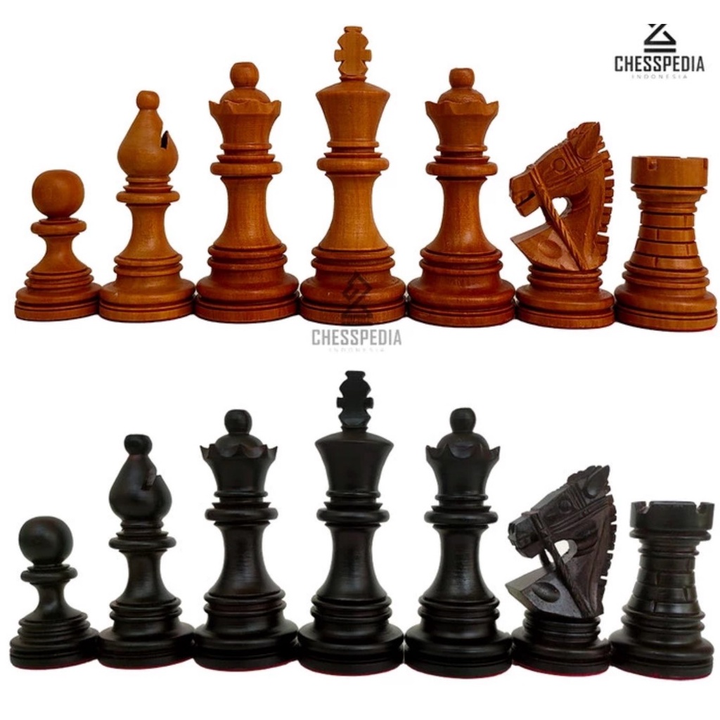 BIDAK CATUR KAYU SAWO MODEL KUDA TALI MENTERI 2 FREE 1 POUCH BIDAK CATUR