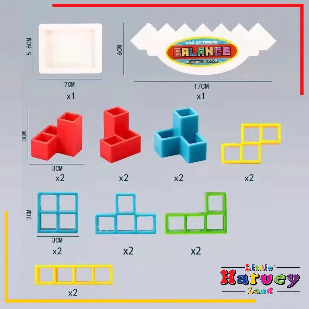 TETRA TOWER Mainan Edukasi Anak Perempuan Mainan Anak Laki Tetris Keseimbangan / Russian Tertis Balancing Brick Game Block