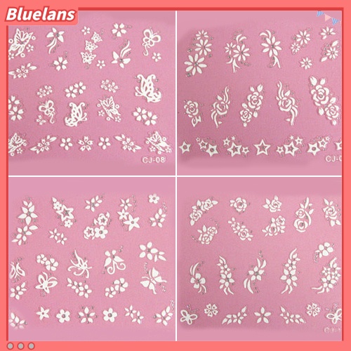 [Bayar Di Tempat][bluelans]? 50 Lembar Stiker Nail Art Manicure DIY Desain Bunga Kupu-Kupu 3D Campur