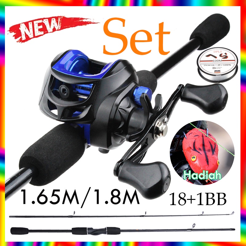 Baitcasting Fishing Reel Casting Fishing Rod  Fishing Set  Metal Spool Reel  Max Drag 8kg Rod Fishing Combo GR 7.2:1 13+1BB Pancing Set 1.65m 1.8m Joran Pancing Joran Dan Reel Pancing Reel BC 6-8KG Pancingan Set Lengkap Umpan Pancing Lure