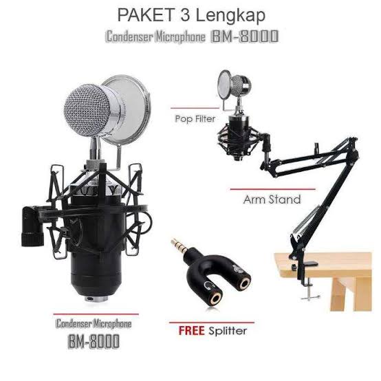 POM Mic Condenser BM8000 Original Taffware  Mik Mic Kondenser