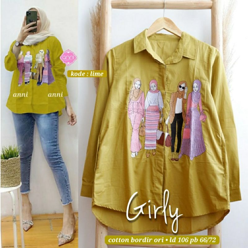 Girly Blouse BLOUSE/KEMEJA WANITA SUPER MODIS CANTIK MURAH FIT XL LD 106 BAHAN KATUN IMPORT MIX BORDIR TERMURAH OOTD