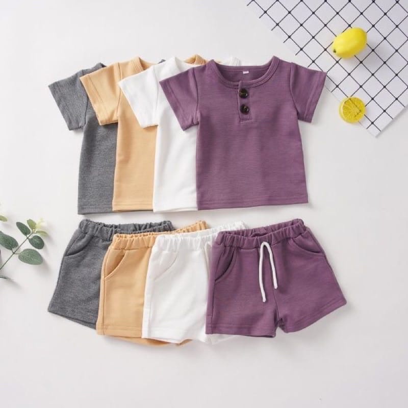 Setelan Baju Pendek Celana Pendek Earth Tone Series Untuk 1-5 Tahun S M L Baby &amp; KIDS Kiano