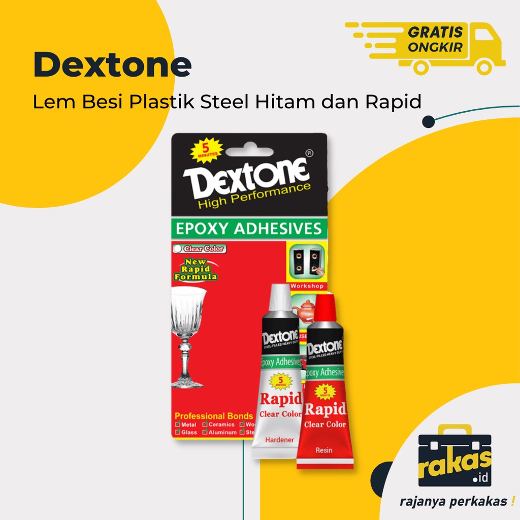 Jual Lem Besi Plastic Steel Dextone Hitam Dan Rapid Berkualitas