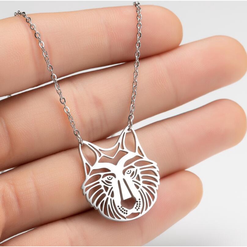 Kalung Rantai Klavikula Desain Singa guardian Bahan stainless steel