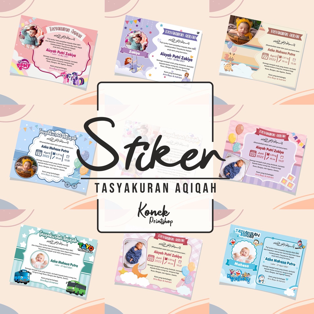 

Stiker Aqiqah Stiker Tasyakuran Stiker Kelahiran Stiker Selapanan Bayi