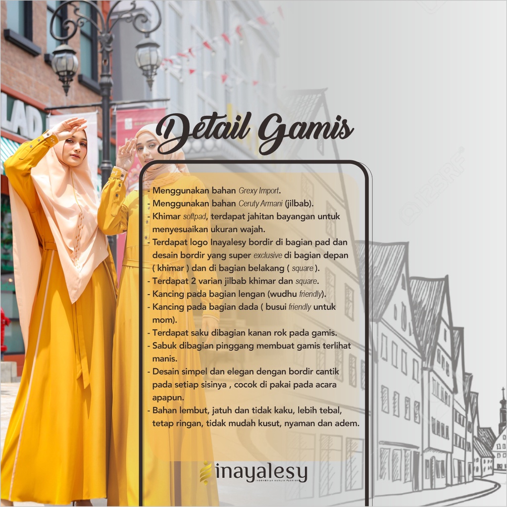 GAMIS SET KHIMAR VENZI SERIES ORANGE CAKE ORIGINAL INAYA INAYALESY FASHION DRESS BAJU BUSANA MUSLIM 