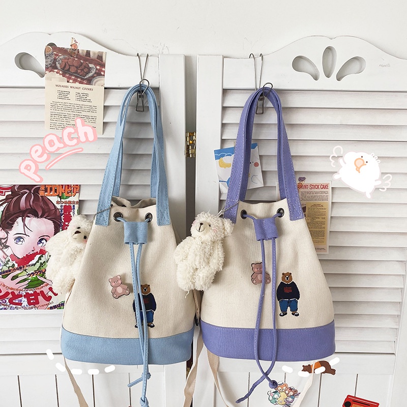 [BISA COD] T3999 Tas Canvas Tas Selempang Wanita Korea Tote Bag Sling Bag Perempuan Tahan Air Stylish