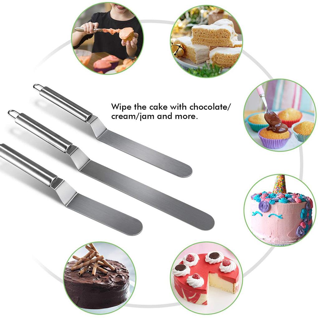 Spatula Kue Stainless Steel Gagang Metal Dengan Lubang Spatula Dekorasi Kue Baking Tool 10 &quot;