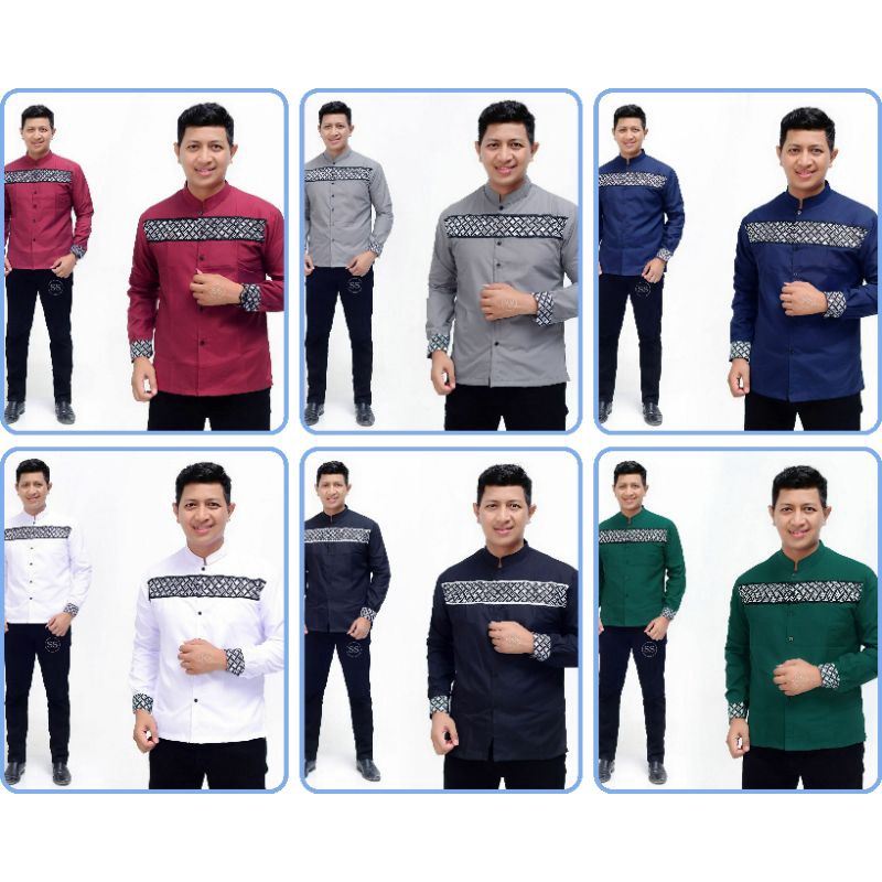 koko batik pria lengan panjang motif bata simple modern