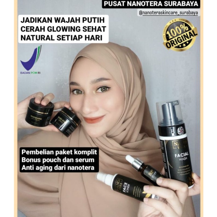 (COD)NANOTERA SKINCARE (BELI PAKET KOMPLIT BONUS POUCH/TAS DAN SERUM ANTI AGING NANOTERA,BURUAN ORDER YUK).