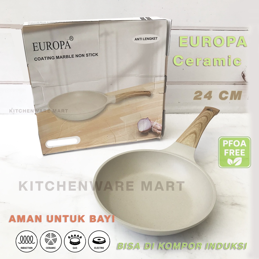 Frypan EUROPA 20 24 CM Ceramic Coating Marmer Granite Coating Penggorengan Fry pan