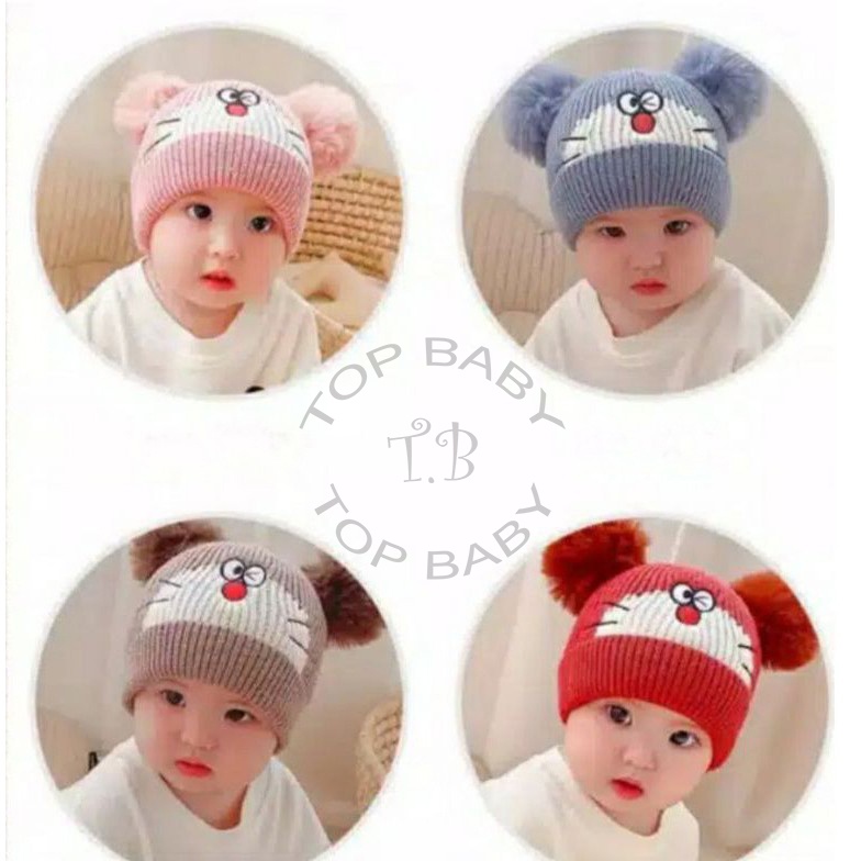 Topi Kupluk Rajut Bayi Doraemon - 4604