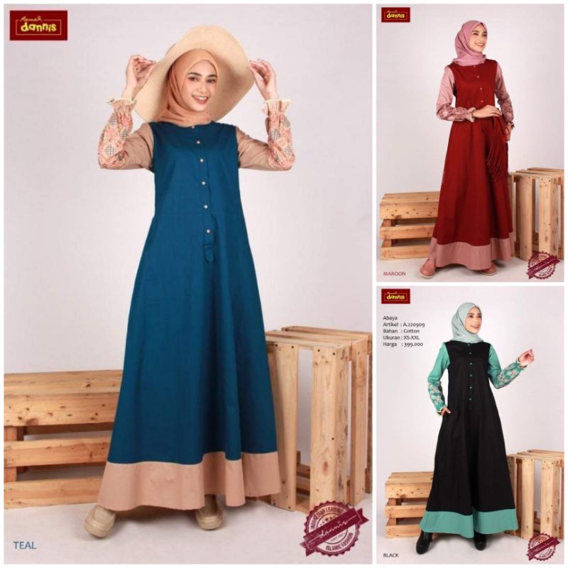 gamis wanita dewasa by dannis collection/gamis teal,hitam dan maroon by dannis collection