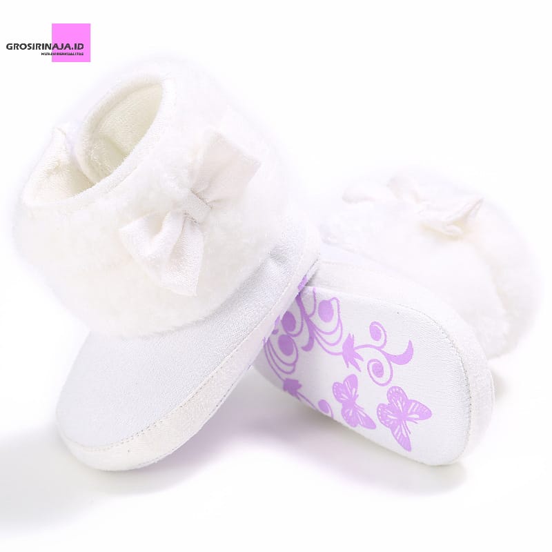 Sepatu Boots Bulu Bayi Perempuan-Prewalker Anak Perempuan Pita