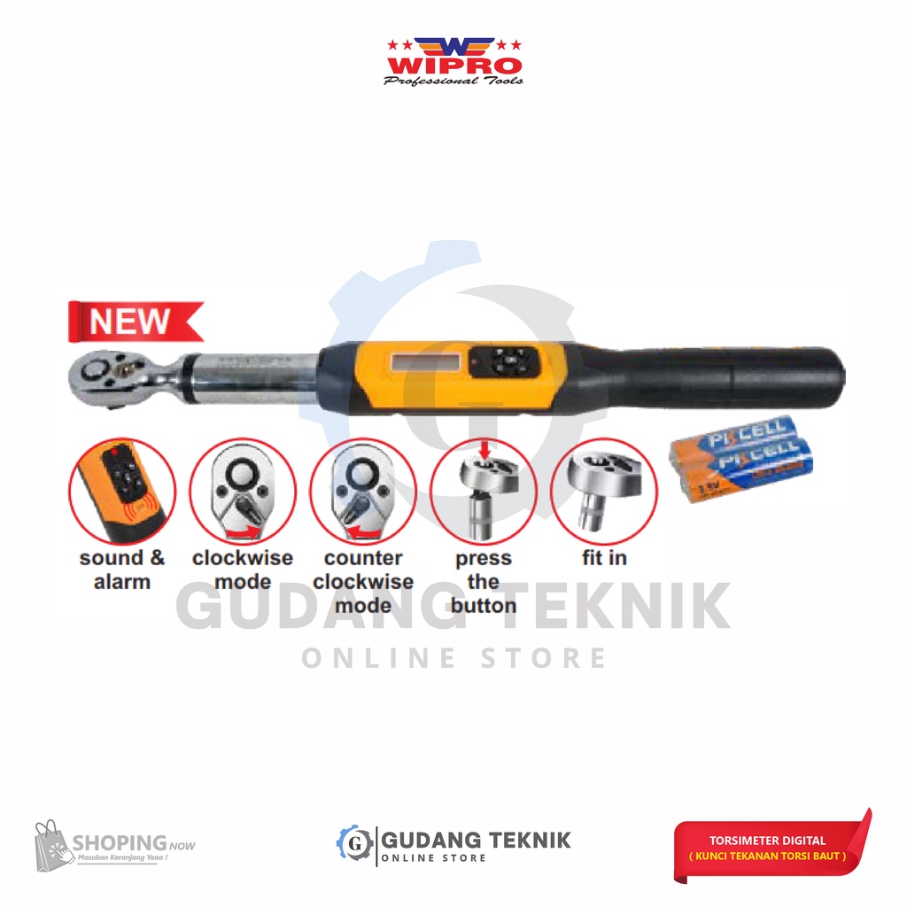 Torsimeter Digital 1/4&quot; WIPRO DTM-030 / Kunci Momen Torsi Baut 1.5-30 N.m WIPRO DTM030 - TORSI INDIKATOR LED  WIPRO DTM 030