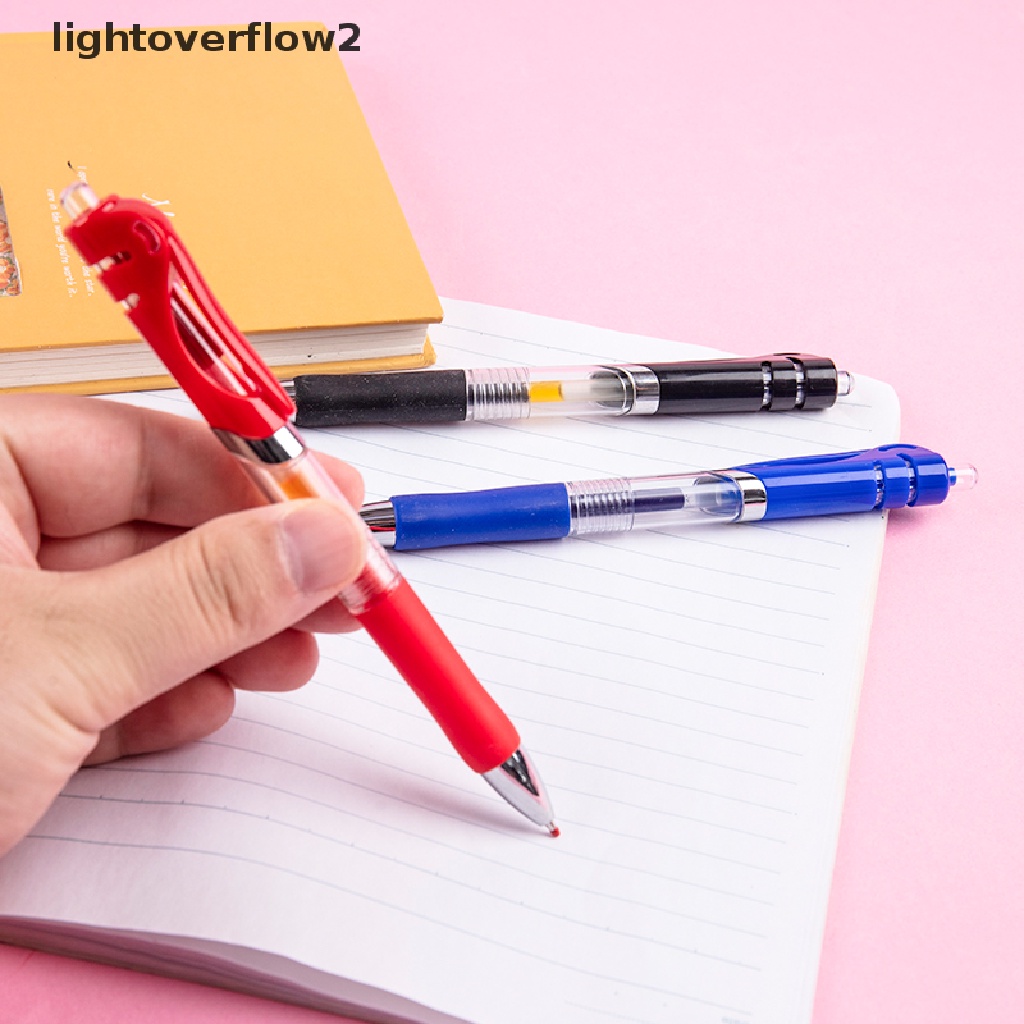 (lightoverflow2) 1 Pulpen + 10 Refill / 50Pcs Refill Tinta Gel Tekan Manual Untuk Sekolah / Kantor