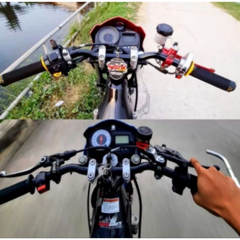 paket stang RZR plus raiser stang CNC warna buat satria fu karbu fi injeksi