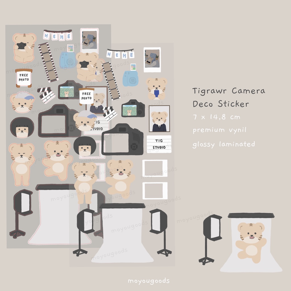 

Tigrawr Camera Deco Sticker by Moyou Goods | Stiker Macan Tiger Lucu Cute