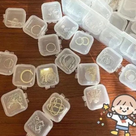 Plastik transparan kotak kecil kotak penyimpanan mini kotak obat penyumbat telinga menyelesaikan kotak perhiasan -Doo