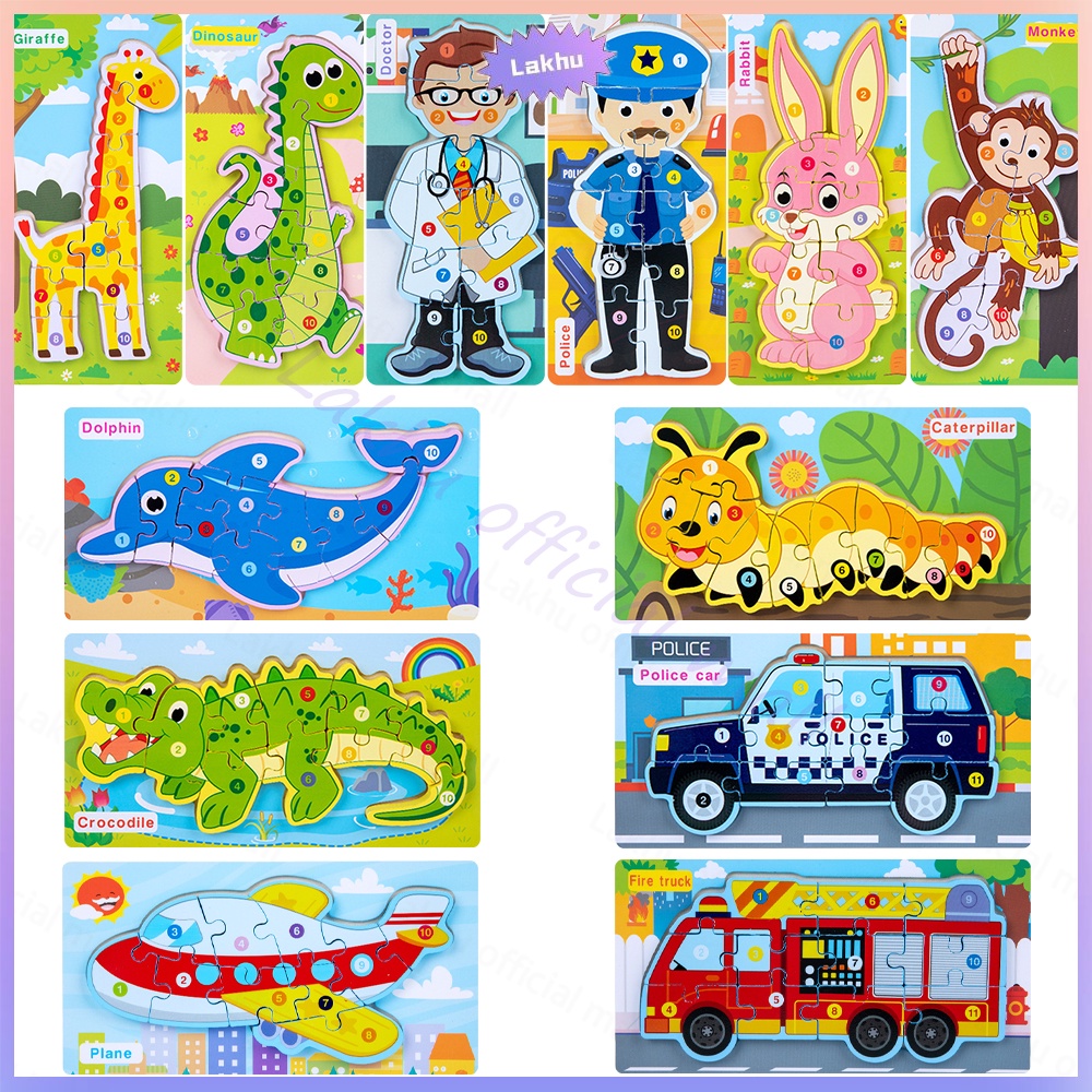 JCHO 3D puzzle kayu anak mainan edukasi jigsaw puzzle wooden toys