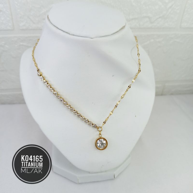 Kalung Titanium Zircon Rantai Mix K04165