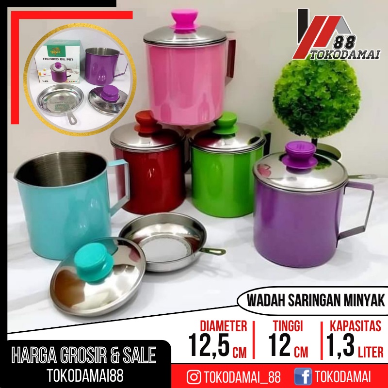 Wadah Saringan Minyak Goreng Anti Karat Premium | Stainless Steel Kitchen Oil Pot