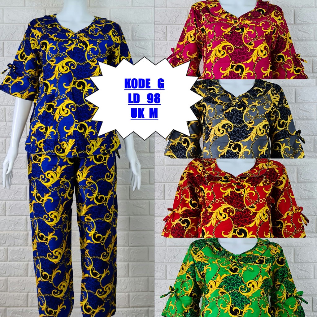 STELAN BATIK BAGAN | MODEL LENGAN TEROMPET | PIYAMA | BAJU TIDUR WANITA | UK M L XL