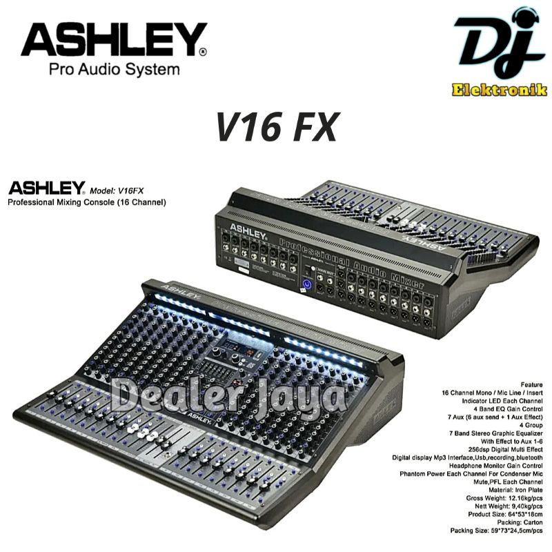 Mixer Analog Ashley V16 FX / V 16FX / V16FX / V 16 FX - 16 channel