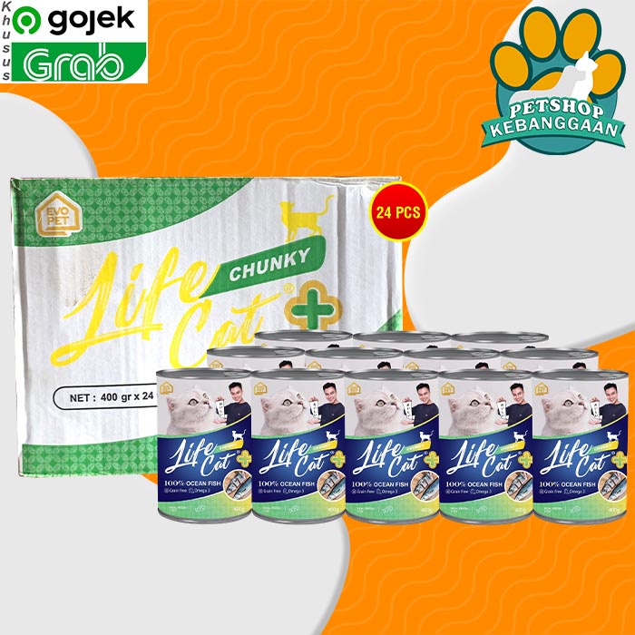 GOSEND Makanan Kucing Life cat Plus Wet Food Kaleng Dus 24Pcs 400gr