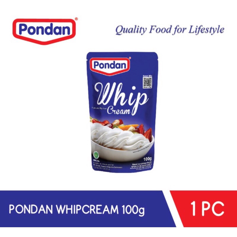 Pondan Whip Cream bubuk 100gr Whipping Krim pouch Hiasan Topping Kue