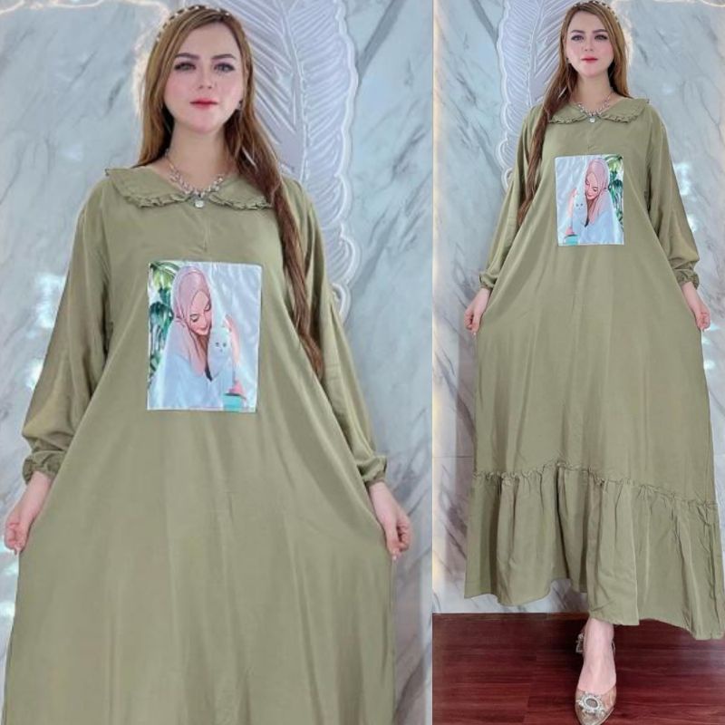 GAMIS EMBLEM GAMBAR WANITA SUSUN REMPEL STANDAR