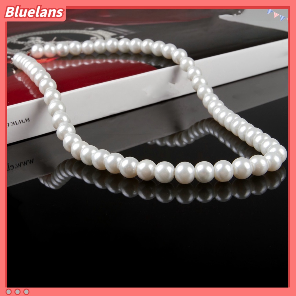 Bluelans Necklace 8mm Imitation Pearls Elegant Women Metal Lobster Clasp Necklace