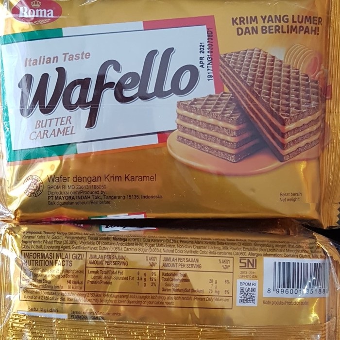 Roma Wafello Butter Caramel 37,5 gr - (1 pack isi 10 bks)