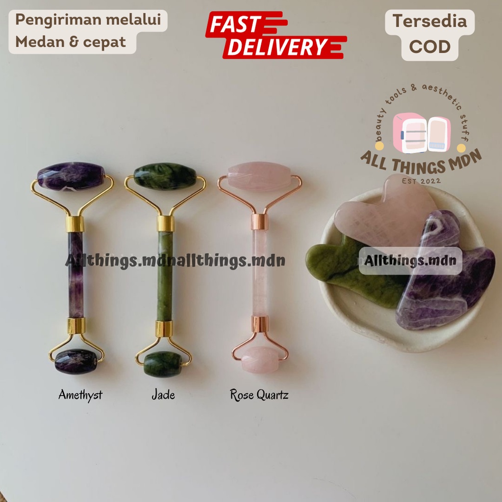 Facial Massage Natural Stone Batu Giok Asli Jade Guasha Jade Roller Rose Quartz Guasha Rose Quartz R